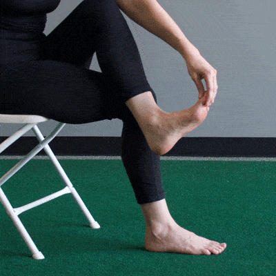 foot tendonitis exercises - Sitting plantar fascia stretch